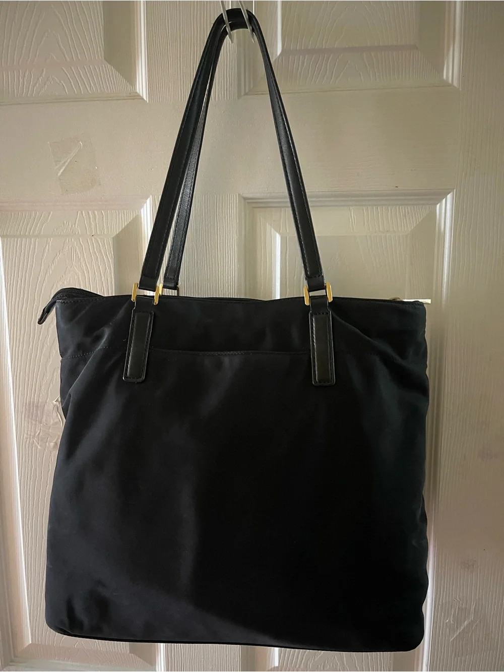 MICHAEL KORS Black Nylon Medium Tote with Gold tone Hardwares .